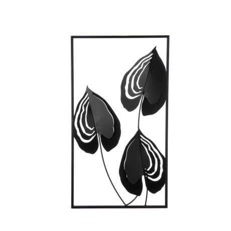 Ανάγλυφο τοίχου Μοτίβο φύλλου μεταλλικό μαύρο 55X2X55Cm 55X2X55Cm