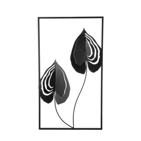Ανάγλυφο τοίχου Μοτίβο φύλλου μεταλλικό μαύρο 55X2X55Cm 55X2X55Cm