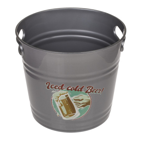 Δοχείο Πάγου ‘Iced Cold Beer!’ Με Χερούλια Γκρι Μέταλλο 6lt