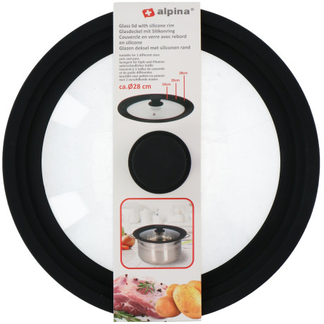 Καπάκι Κατσαρόλας Γυάλινο Με Σιλικόνη 28cm ALPINA