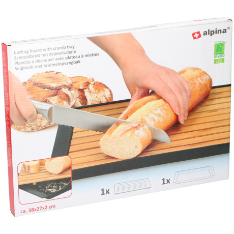 Ξύλο Κοπής με Δίσκο Ψίχουλων 38x27x2cm ALPINA
