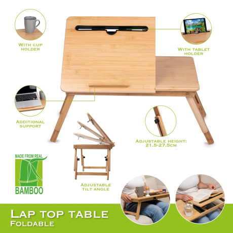 Τραπέζι Laptop Πτυσσόμενο Μπαμπού