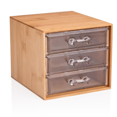 Κουτί Καλλυντικών με 3 Συρτάρια Μπαμπού 13.8x12.3x11cm