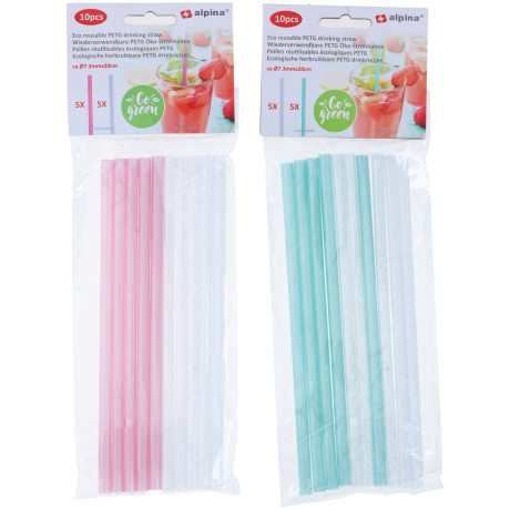 Επαναχρησιμοποιούμενα Καλαμάκια 10Τμχ Πολύχρωμα ALPINA