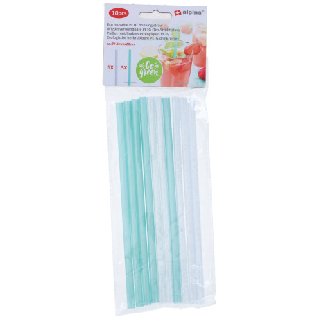 Επαναχρησιμοποιούμενα Καλαμάκια 10Τμχ Πολύχρωμα ALPINA
