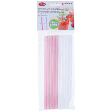 Επαναχρησιμοποιούμενα Καλαμάκια 10Τμχ Πολύχρωμα ALPINA