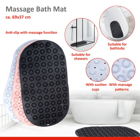 Χαλάκι Μπάνιου Μασάζ 69x37cm 3 Χρώματα