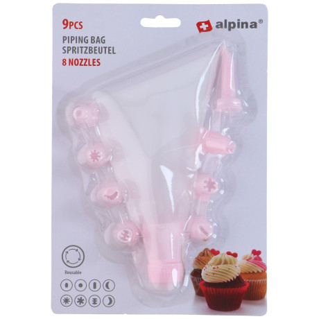 Σετ Σακούλα Ζαχαροπλαστικής 9Τμχ 3 Χρώματα ALPINA