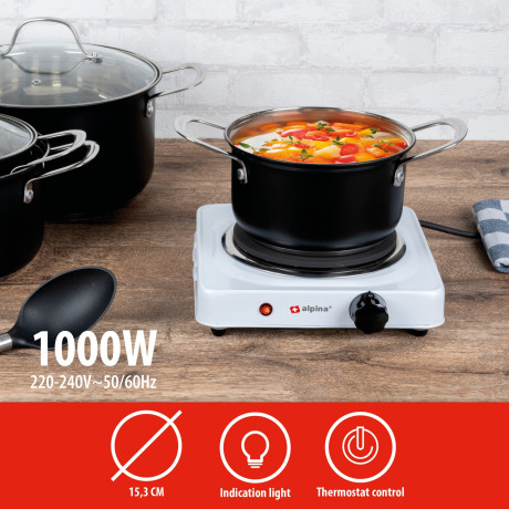 Ηλεκτρική Εστία 1 Ζώνης 1000W ALPINA