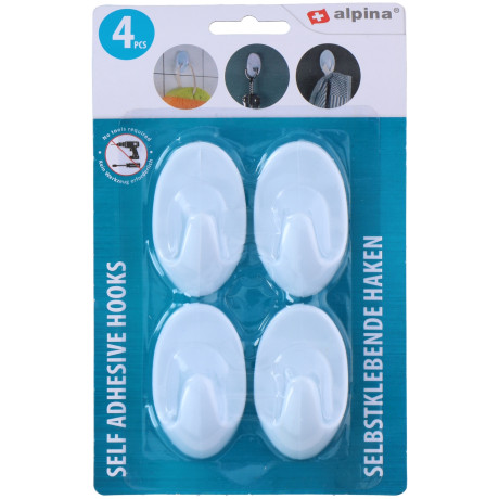 Αυτοκόλλητοι Γάντζοι Τοίχου 4/6/8Τμχ Λευκοί