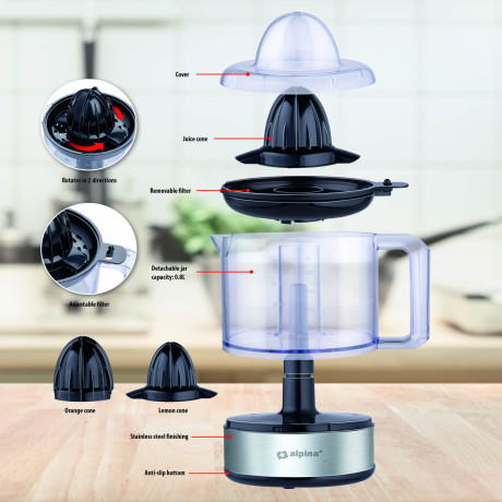 Στίφτης Εσπεριδοειδών 800ml 30W Ανοξείδωτος ALPINA