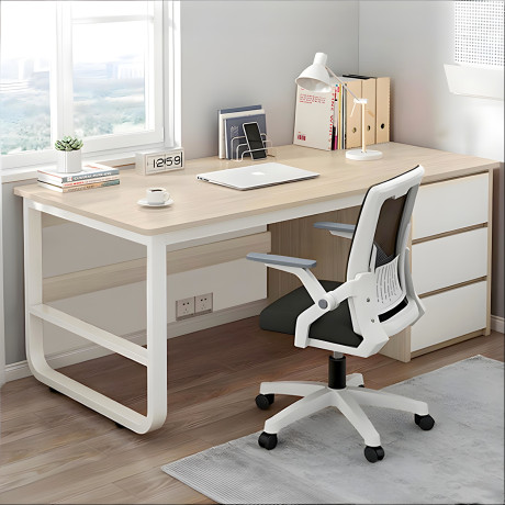 Γραφείο ArteLibre MERGELLUS Φυσικό/Λευκό MDF/Μέταλλο 120x50x74cm