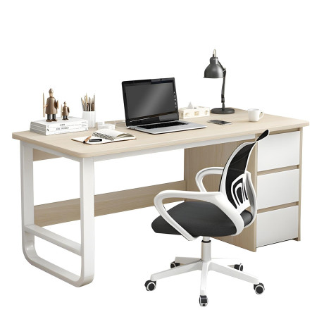 Γραφείο ArteLibre MERGELLUS Φυσικό/Λευκό MDF/Μέταλλο 120x50x74cm