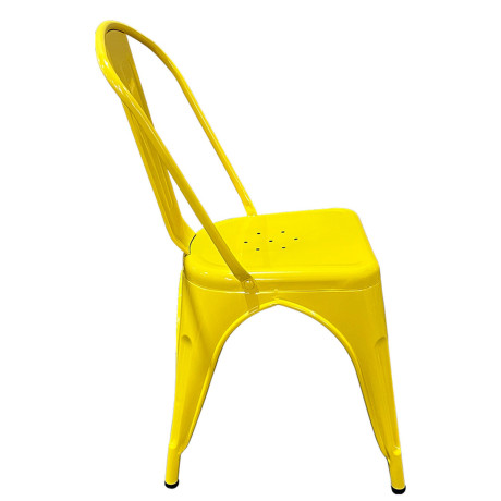Καρέκλα ArteLibre Βιομηχανικού Τύπου Vintage TOLIKO Κίτρινο Μέταλλο 44x49x84cm