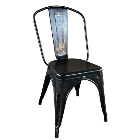 Καρέκλα ArteLibre Βιομηχανικού Τύπου Vintage TOLIKO Μαύρο Αντικέ Μέταλλο 44x49x84cm
