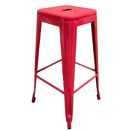 Σκαμπό Bar ArteLibre Βιομηχανικού Τύπου Vintage SILANO Κόκκινο Μέταλλο 42x42x76cm