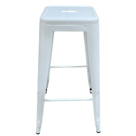 Σκαμπό Bar ArteLibre Βιομηχανικού Τύπου Vintage SILANO Λευκό Μέταλλο 42x42x76cm