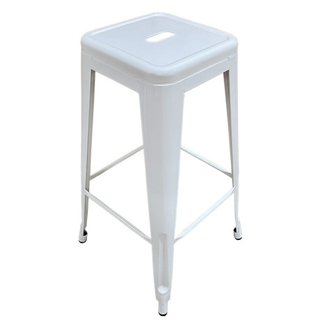 Σκαμπό Bar ArteLibre Βιομηχανικού Τύπου Vintage SILANO Λευκό Μέταλλο 42x42x76cm