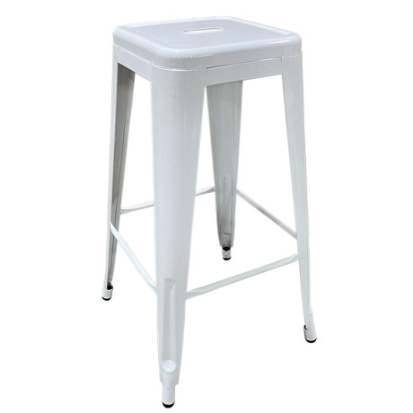 Σκαμπό Bar ArteLibre Βιομηχανικού Τύπου Vintage SILANO Λευκό Μέταλλο 42x42x76cm