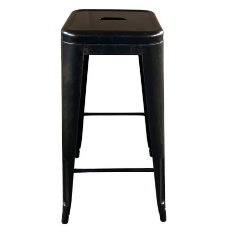 Σκαμπό Bar ArteLibre Βιομηχανικού Τύπου Vintage SILANO Μαύρο Αντικέ Μέταλλο 42x42x76cm