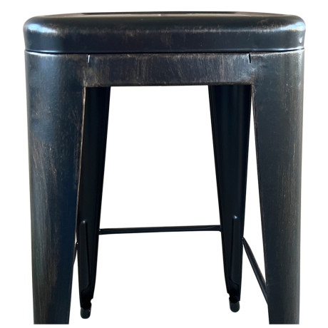 Σκαμπό Bar ArteLibre Βιομηχανικού Τύπου Vintage SILANO Μαύρο Αντικέ Μέταλλο 42x42x76cm