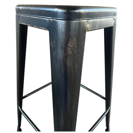 Σκαμπό Bar ArteLibre Βιομηχανικού Τύπου Vintage SILANO Μαύρο Αντικέ Μέταλλο 42x42x76cm