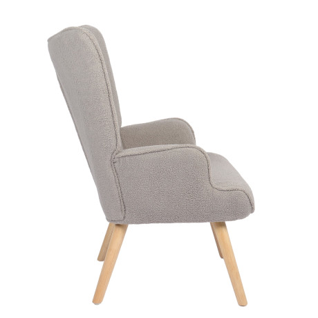 Πολυθρόνα ArteLibre MARION Γκρι Ύφασμα Μπουκλέ/Ξύλο 73x69x96cm