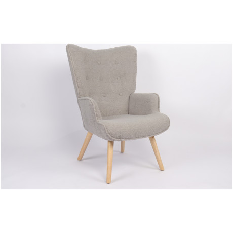 Πολυθρόνα ArteLibre MARION Γκρι Ύφασμα Μπουκλέ/Ξύλο 73x69x96cm