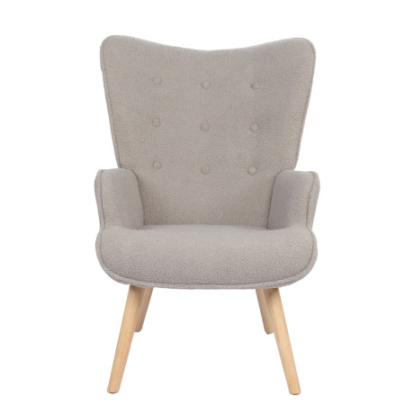 Πολυθρόνα ArteLibre MARION Γκρι Ύφασμα Μπουκλέ/Ξύλο 73x69x96cm