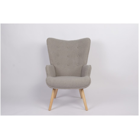 Πολυθρόνα ArteLibre MARION Γκρι Ύφασμα Μπουκλέ/Ξύλο 73x69x96cm