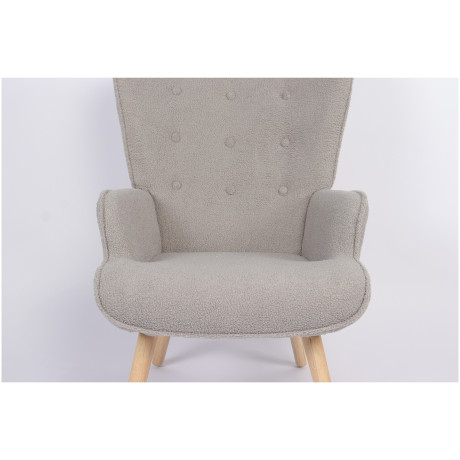 Πολυθρόνα ArteLibre MARION Γκρι Ύφασμα Μπουκλέ/Ξύλο 73x69x96cm