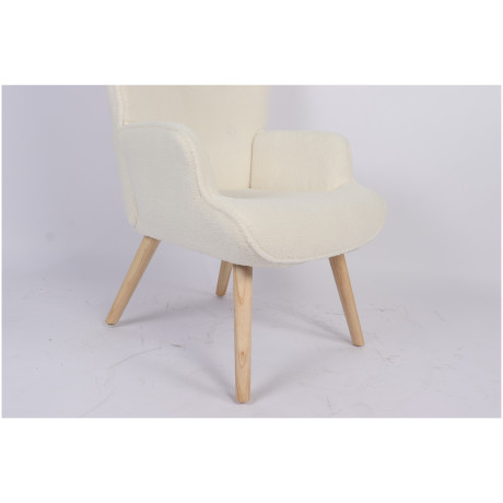 Πολυθρόνα ArteLibre MARION Λευκό Ύφασμα Μπουκλέ/Ξύλο 73x69x96cm