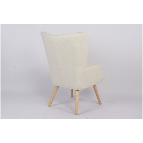 Πολυθρόνα ArteLibre MARION Λευκό Ύφασμα Μπουκλέ/Ξύλο 73x69x96cm