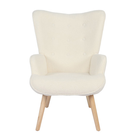 Πολυθρόνα ArteLibre MARION Λευκό Ύφασμα Μπουκλέ/Ξύλο 73x69x96cm