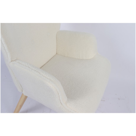 Πολυθρόνα ArteLibre MARION Λευκό Ύφασμα Μπουκλέ/Ξύλο 73x69x96cm