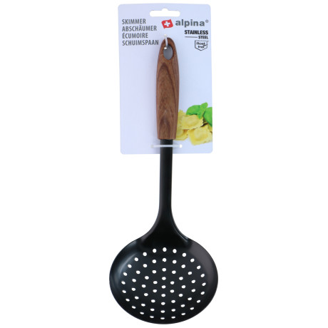 Κουτάλα Τρυπητή Μαύρο Ανοξείδωτο Ατσάλι/Ξύλο 30cm ALPINA