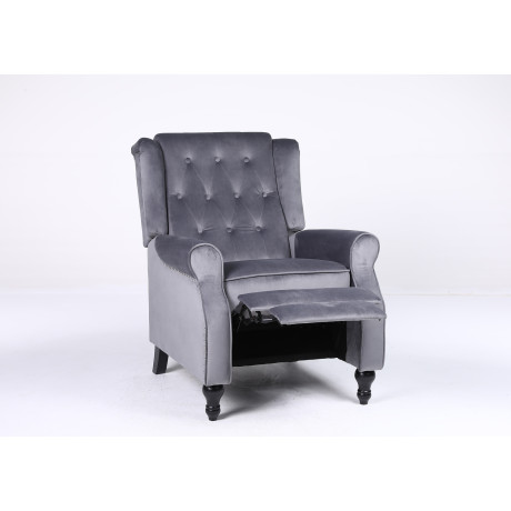 Πολυθρόνα Ανακλινόμενη ArteLibre ALNAIR Γκρι Βελούδο 78x85x104cm