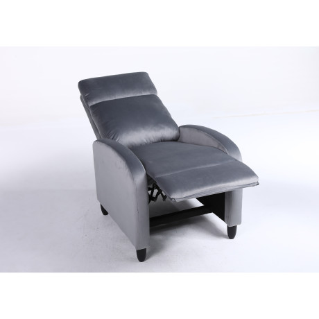 Πολυθρόνα Ανακλινόμενη ArteLibre ATRIA Γκρι Βελούδο 67.5x90x104cm