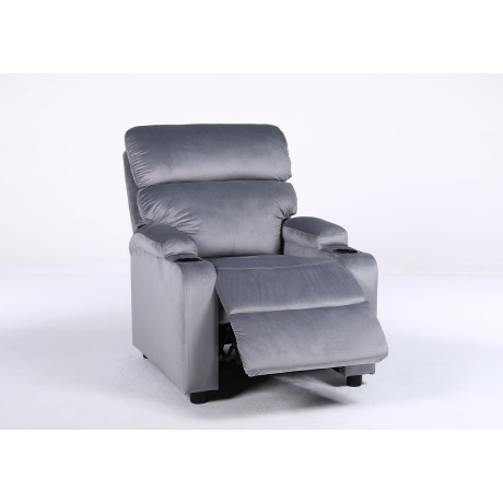 Πολυθρόνα Ανακλινόμενη ArteLibre RANA Γκρι Βελούδο 80x95x103cm