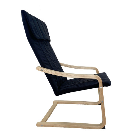 Πολυθρόνα ArteLibre NORDVIK Μαύρο/Φυσικό Ύφασμα/Ξύλο 60x71x105cm