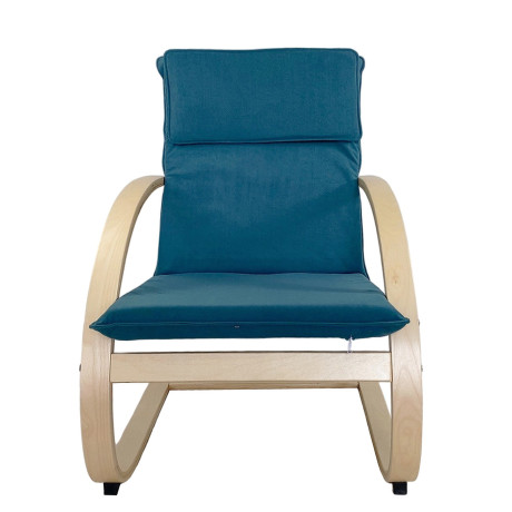 Πολυθρόνα ArteLibre VESNA Μπλε/Φυσικό Ύφασμα/Ξύλο 67x78x92cm