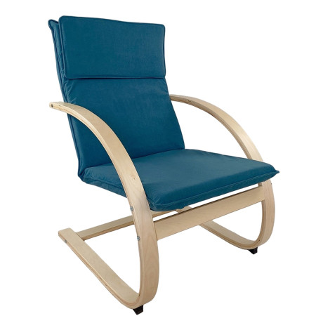 Πολυθρόνα ArteLibre VESNA Μπλε/Φυσικό Ύφασμα/Ξύλο 67x78x92cm