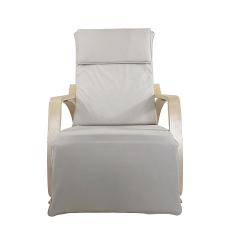 Πολυθρόνα Κουνιστή ArteLibre LUNDRA Μπεζ/Φυσικό Ύφασμα/Ξύλο 67x127x91cm