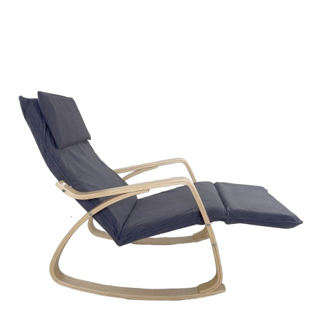 Πολυθρόνα Κουνιστή ArteLibre LUNDRA Γκρι/Φυσικό Ύφασμα/Ξύλο 67x127x91cm