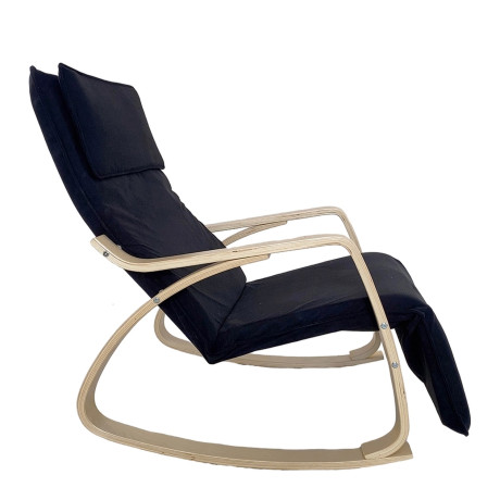 Πολυθρόνα Κουνιστή ArteLibre LUNDRA Μαύρο/Φυσικό Ύφασμα/Ξύλο 67x127x91cm