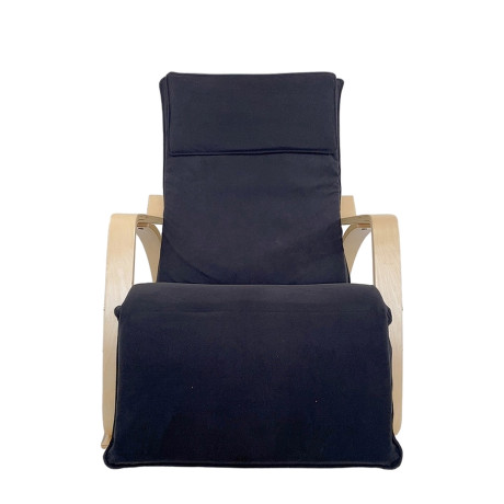 Πολυθρόνα Κουνιστή ArteLibre LUNDRA Μαύρο/Φυσικό Ύφασμα/Ξύλο 67x127x91cm