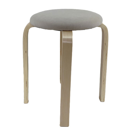 Σκαμπό ArteLibre MILOA Mπεζ/Φυσικό Ύφασμα/Ξύλο 42x42x45cm