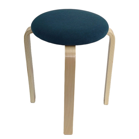 Σκαμπό ArteLibre MILOA Μπλε/Φυσικό Ύφασμα/Ξύλο 42x42x45cm