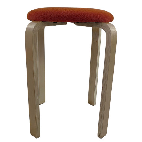 Σκαμπό ArteLibre MILOA Πορτοκαλί/Φυσικό Ύφασμα/Ξύλο 42x42x45cm