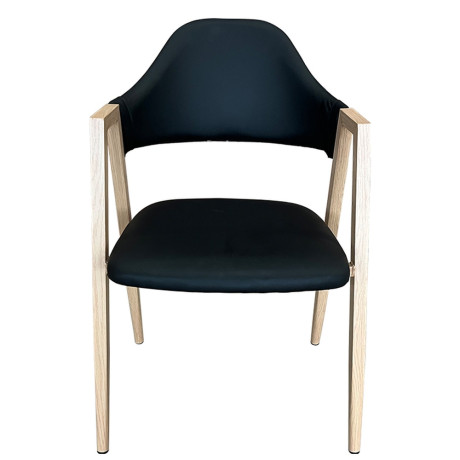 Καρέκλα Τραπεζαρίας ArteLibre SOLANA Μαύρο/Φυσικό PU/Μέταλλο 51x51x81cm